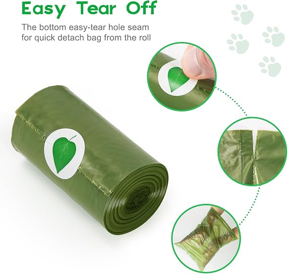 Topfree Dog Poo Bags – 180 Biodegradable-Style Dog Waste Bags, 18 Rolls, Green