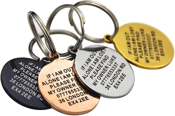 Personalised Engraved Dog Tag for Dogs & Cats – Custom Pet ID Name Collar Tag, Hand Finished in the UK