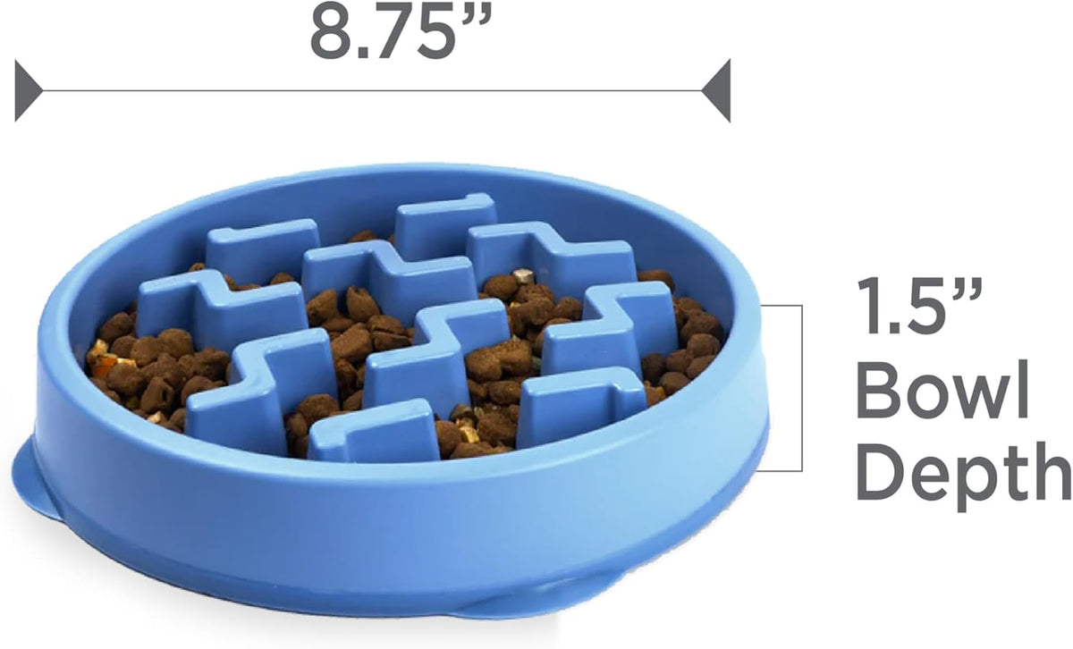 Outward Hound Slow Feeder Dog Bowl – Interactive Slow Feeding Bowl for Dogs, Medium, Blue