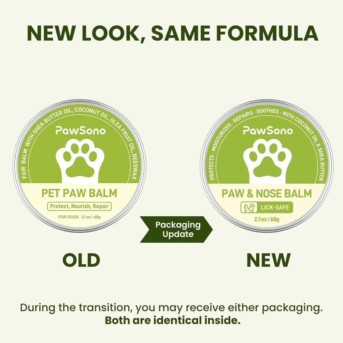 PawSono Dog Paw & Nose Balm with Coconut Oil – Lick-Safe Paw & Nose Care Balm for Dogs, 60g