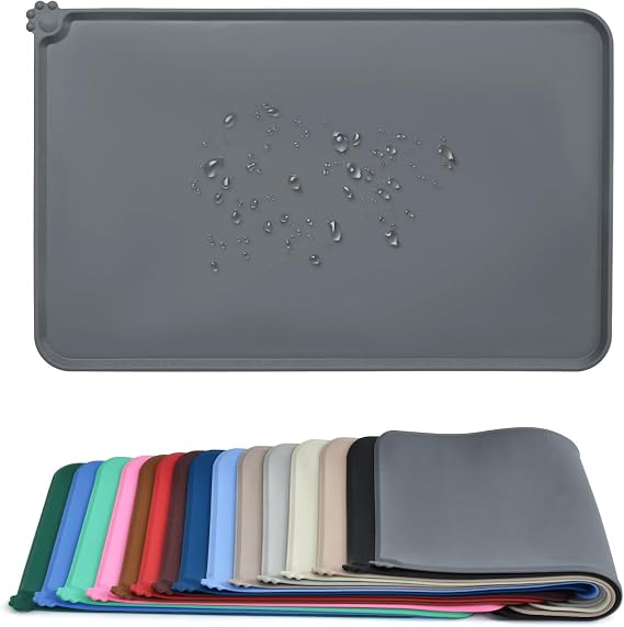 AUDWUD Silicone Pet Feeding Mat for Dogs & Cats – Waterproof Non-Slip Bowl Mat for Food & Water
