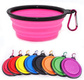 Collapsible Dog Bowl 350ml – Portable Pet Water & Food Bowl with Carabiner, Small Pink