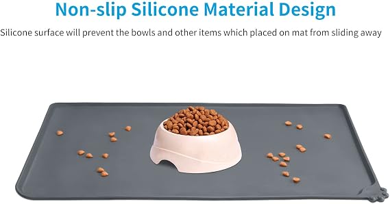 AUDWUD Silicone Pet Feeding Mat for Dogs & Cats – Waterproof Non-Slip Bowl Mat for Food & Water