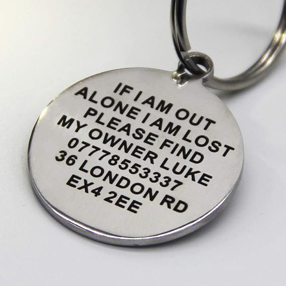 Personalised Engraved Dog Tag for Dogs & Cats – Custom Pet ID Name Collar Tag, Hand Finished in the UK