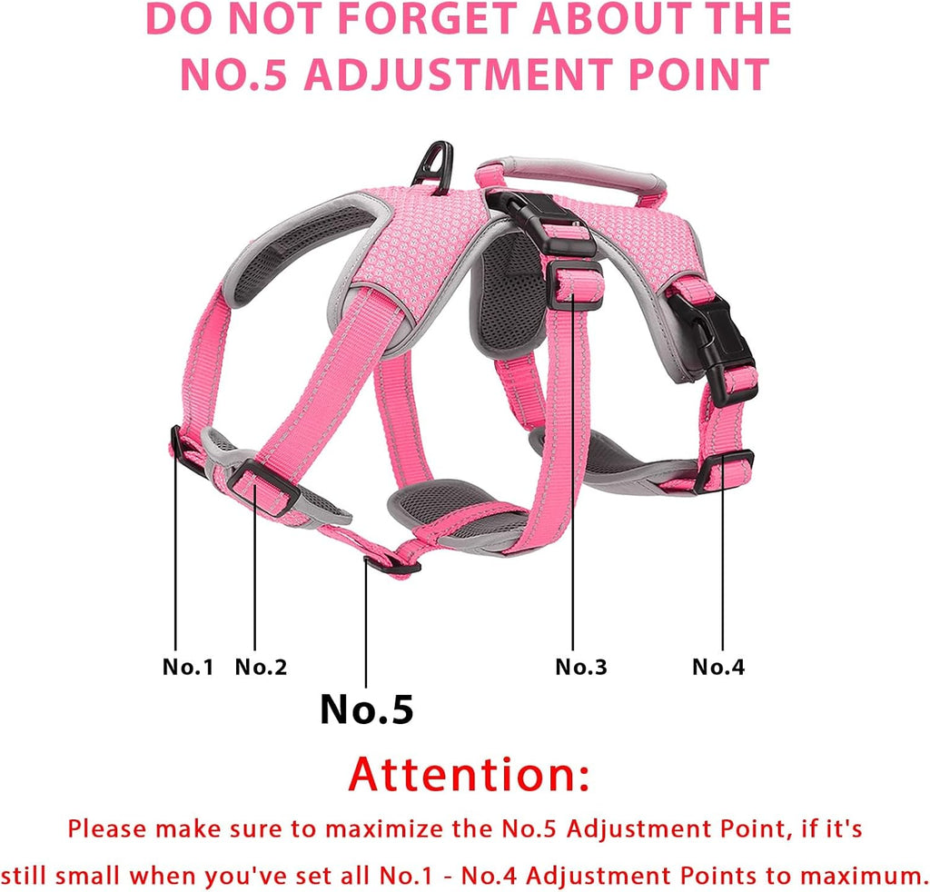 Multi-Use Support Dog Harness, Escape Proof No Pull Reflective Adjustable Vest with Durable Handle, Dog Walking Harness for Big/Active Dogs (Pink, M)