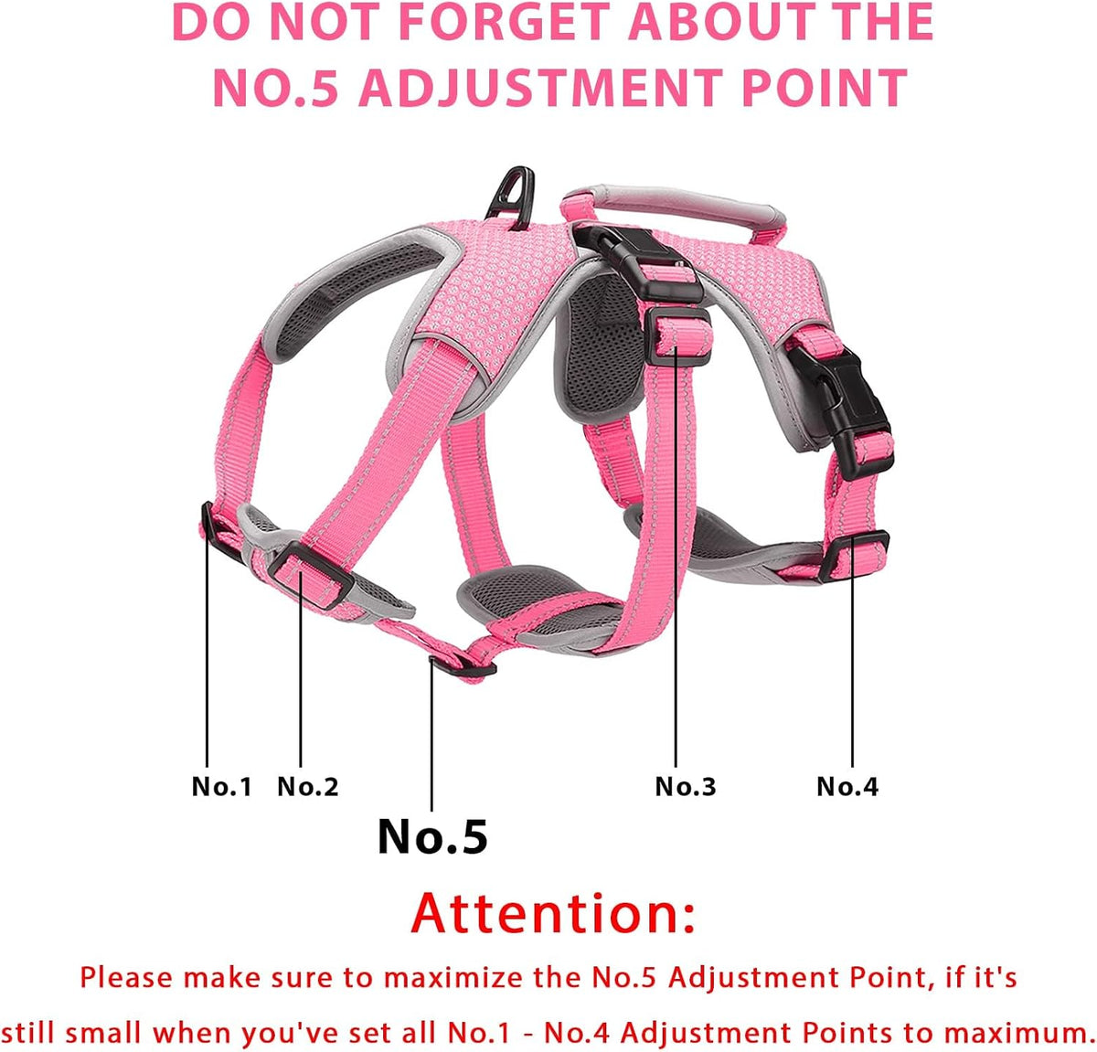 Multi-Use Support Dog Harness, Escape Proof No Pull Reflective Adjustable Vest with Durable Handle, Dog Walking Harness for Big/Active Dogs (Pink, M)