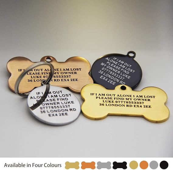 Personalised Engraved Dog Tag for Dogs & Cats – Custom Pet ID Name Collar Tag, Hand Finished in the UK