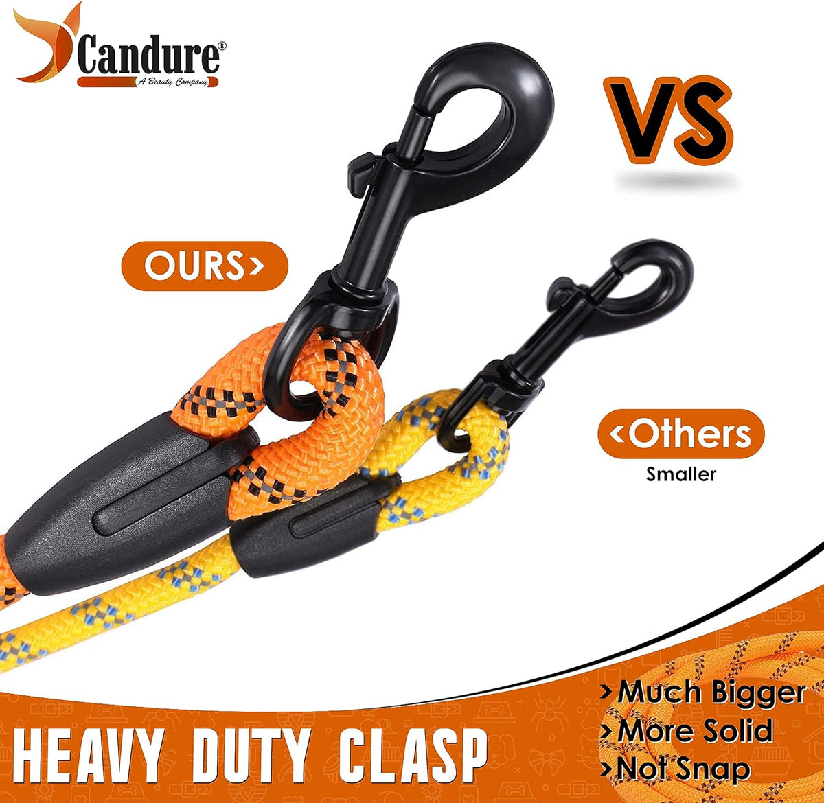 Dog Lead, 5 FT, Orange, Soft Padded, anti Slip, Reflective, Perfect for Small, Medium & Large Dogs