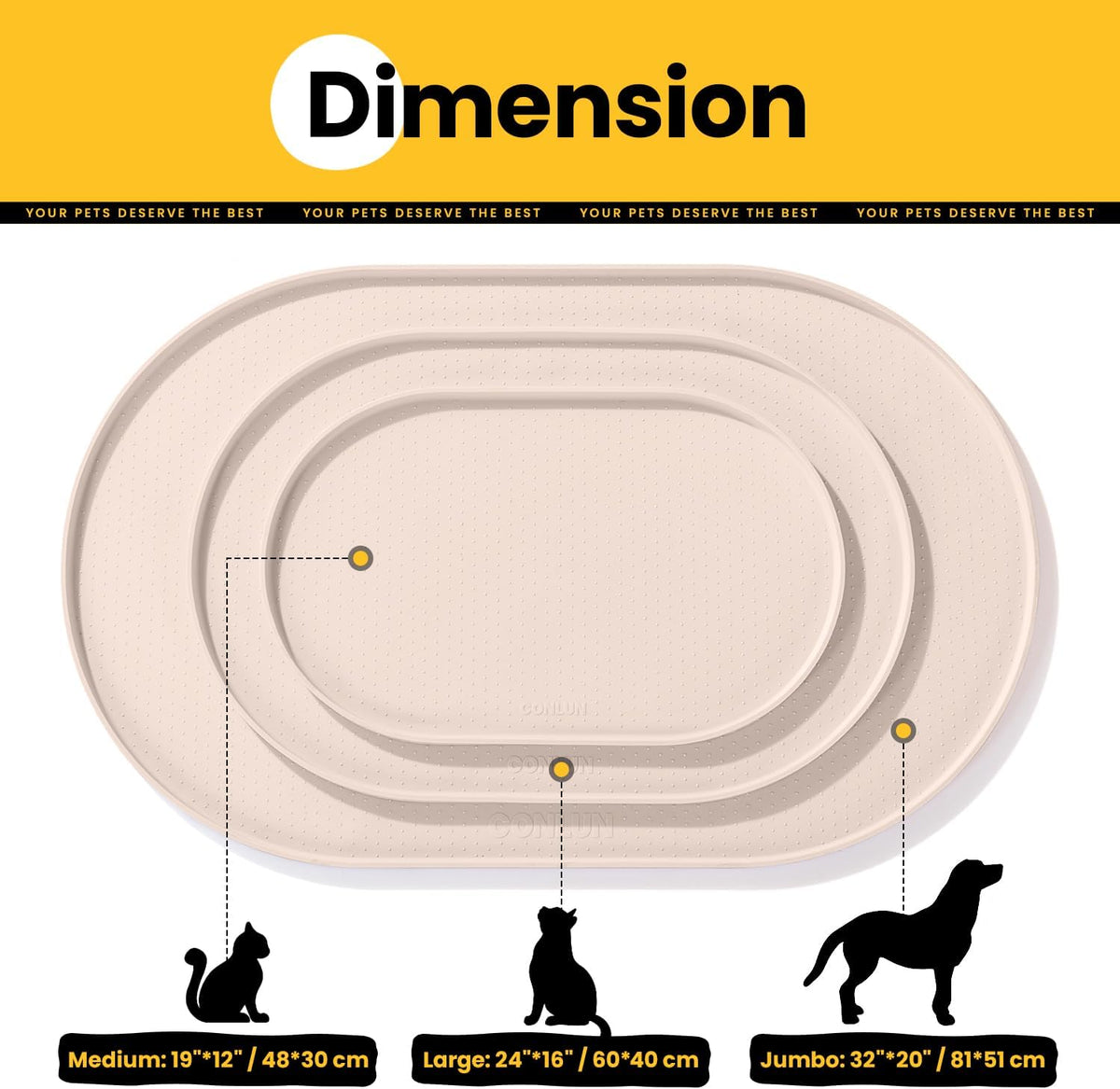 Cat Food Mat,1.2 Cm Raised Edges Dog Bowl Mat for Spill Containment,Bpa-Free Silicone Pet Food Mats for Floors Waterproof,Rubber Dog Feeding Mat for Food and Water Bowls