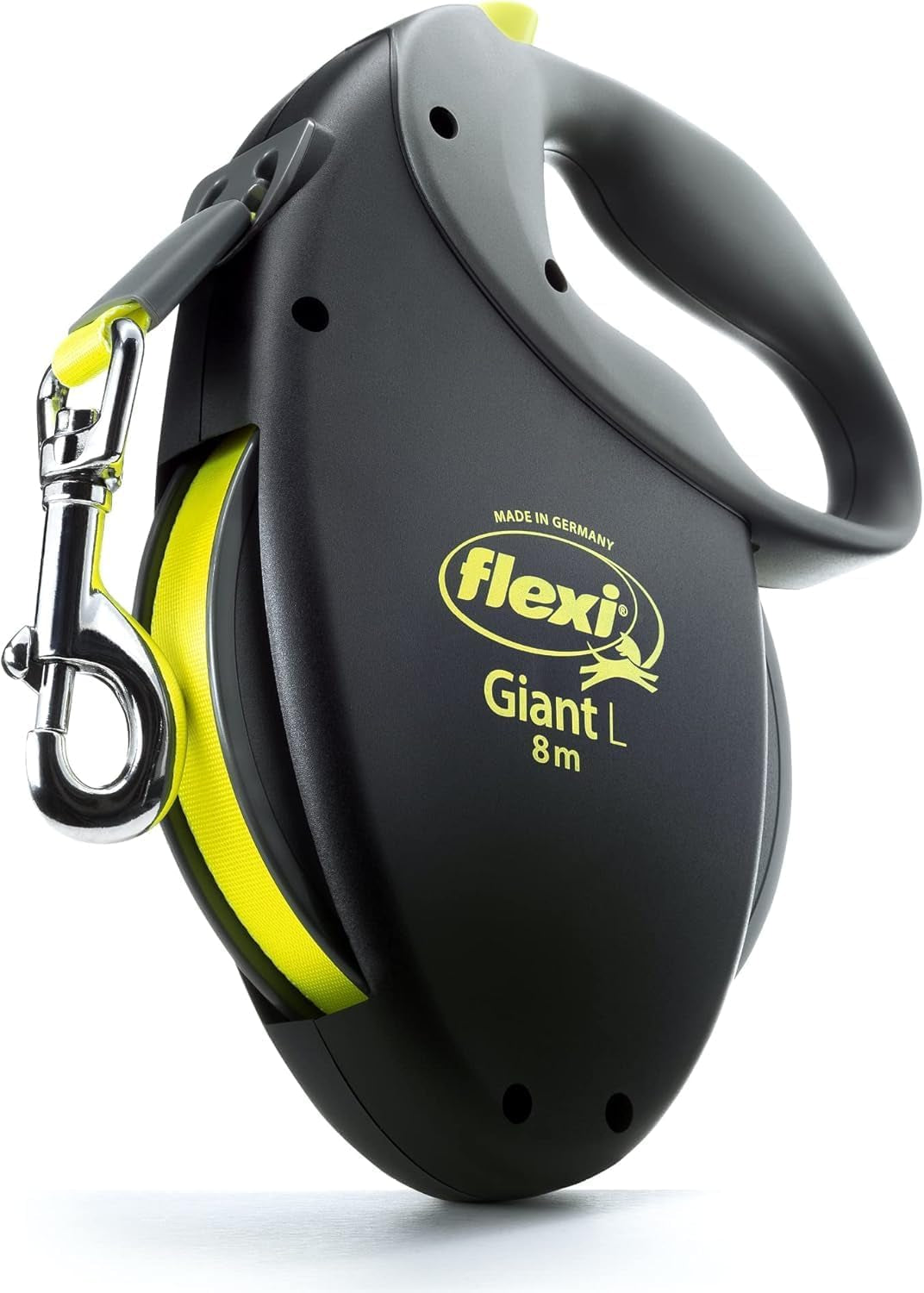 Flexi USA Giant Neon Retractable Dog Leash (Band), Ergonomic, Durable and Tangle-Free Pet Running Leash for Dogs up to 110 Lbs, 26 Feet, Large, Black