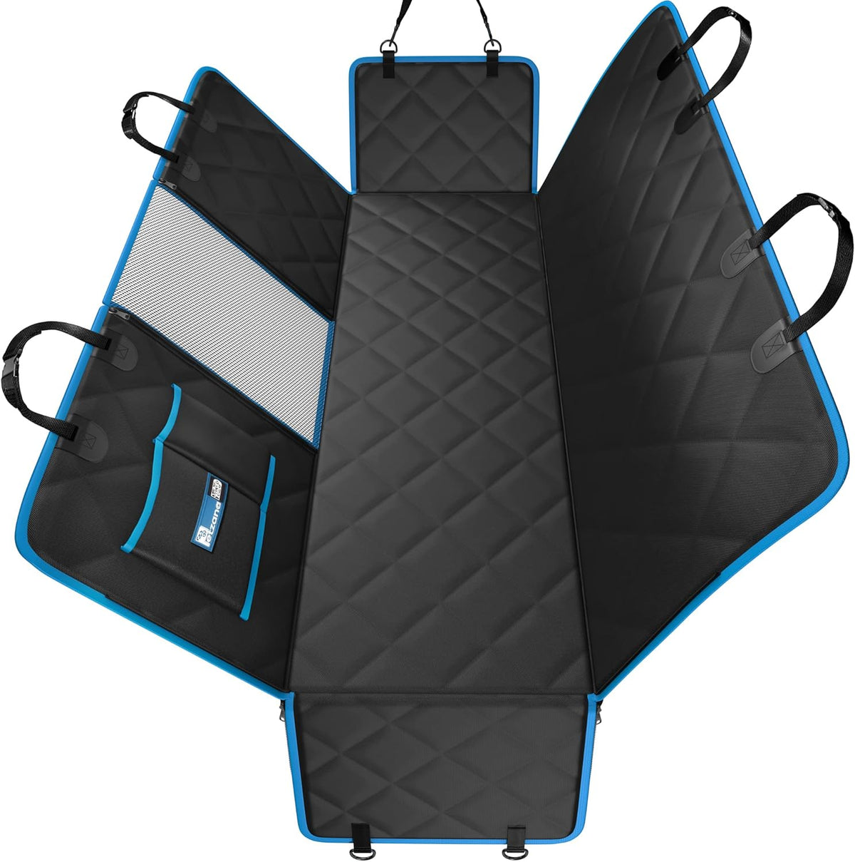 Dog Hammock for Car Back Seat with Mesh Visual Window, Side Flaps with Zipper, Padded 4 Layers Waterproof Heavy Duty Hammock with Storage Bag, Scratch Proof Nonslip Pet Car Seat Cover