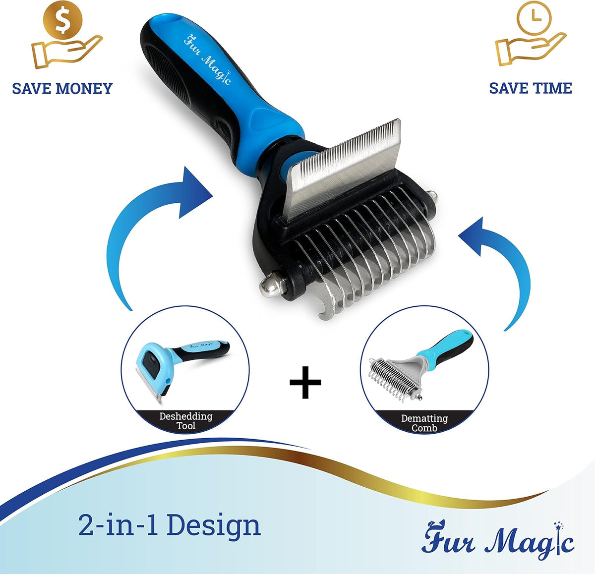 Deshedding & Dematting Tool, 2-In-1 Double-Sided Grooming Brush