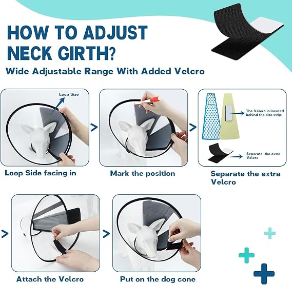 Supet Dog Cone Recovery Collar – Adjustable Protective E-Collar for Dogs & Cats, Anti-Lick & Anti-Bite, XS