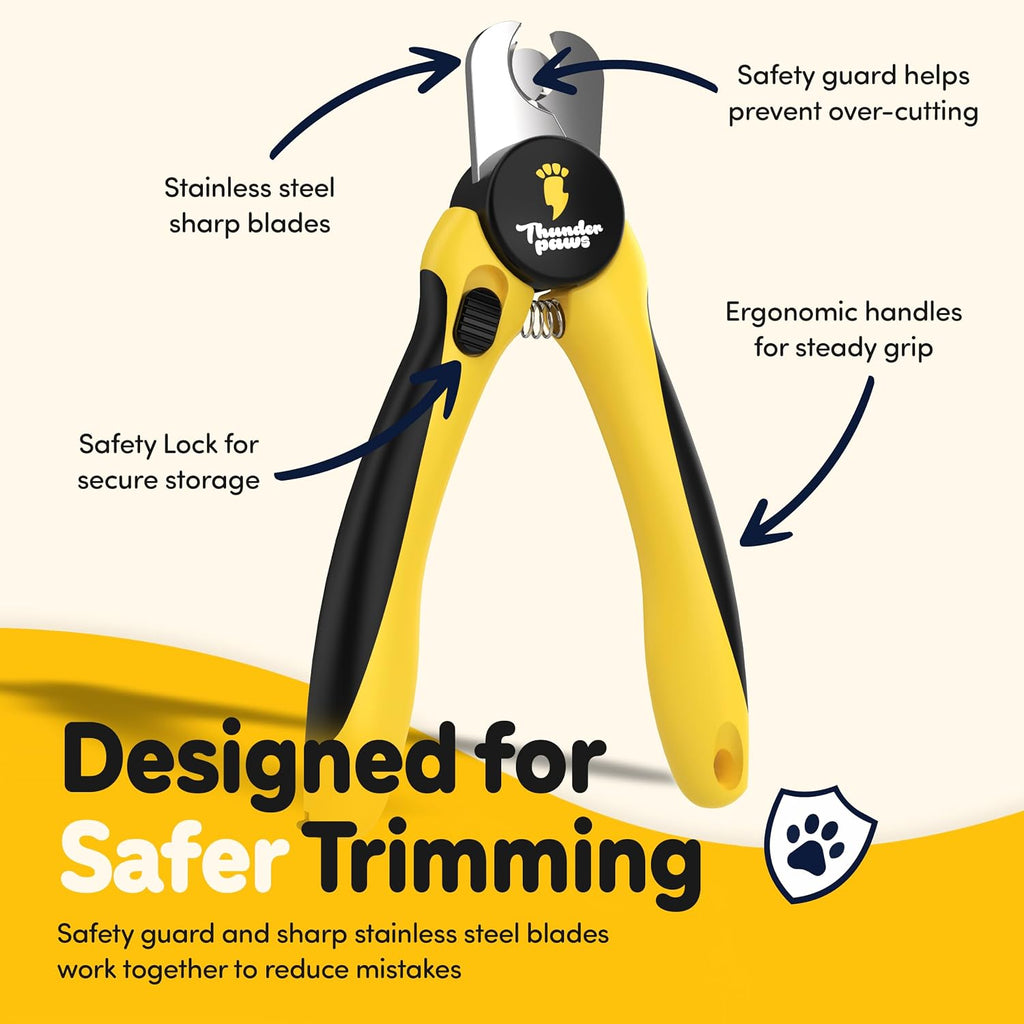 Pet Nail Clippers for Dogs & Cats – Professional Nail Trimmer with Protective Guard, Safety Lock & Nail File