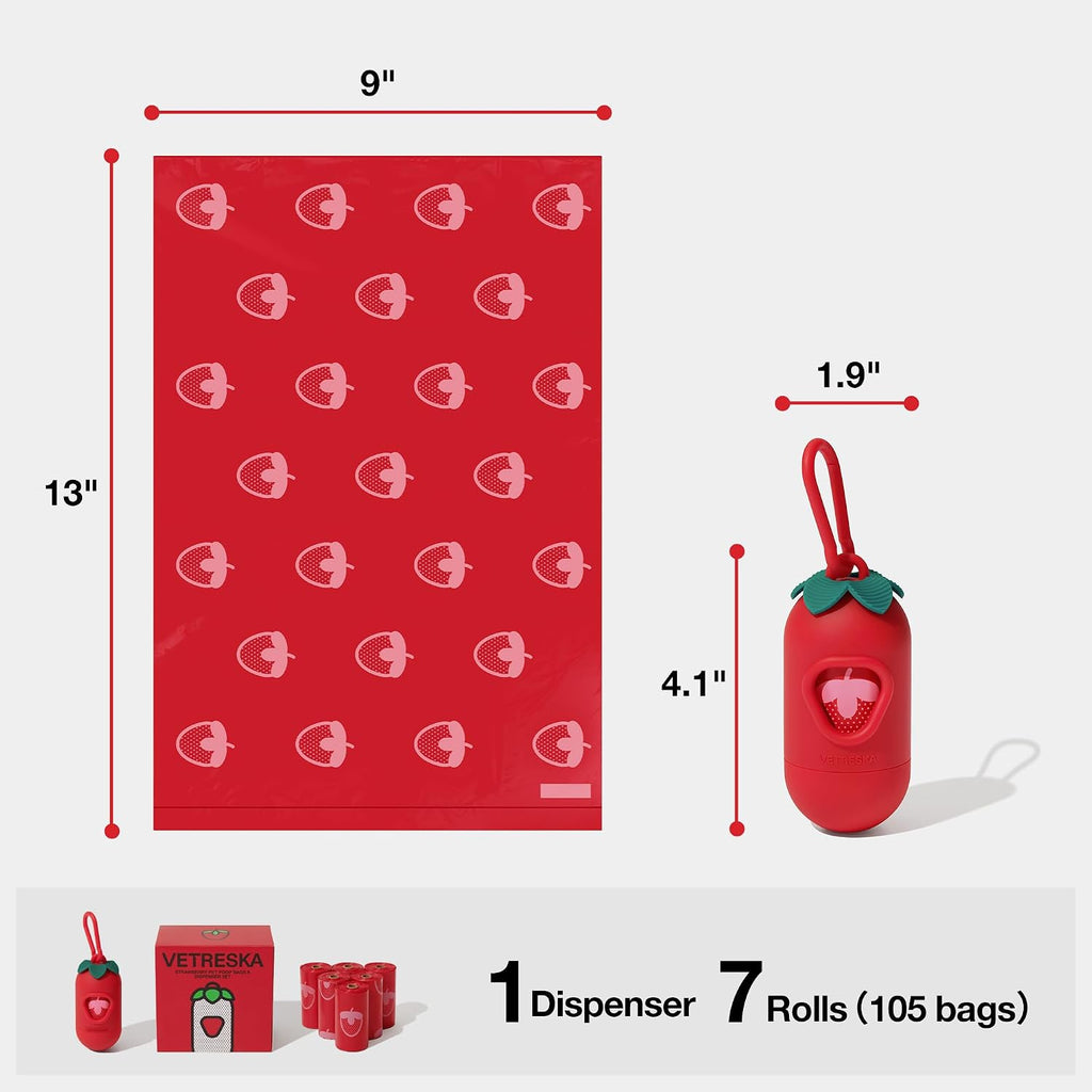 VETRESKA Dog Poo Bags with Dispenser – 105 Extra Thick Leak-Proof Dog Waste Bags