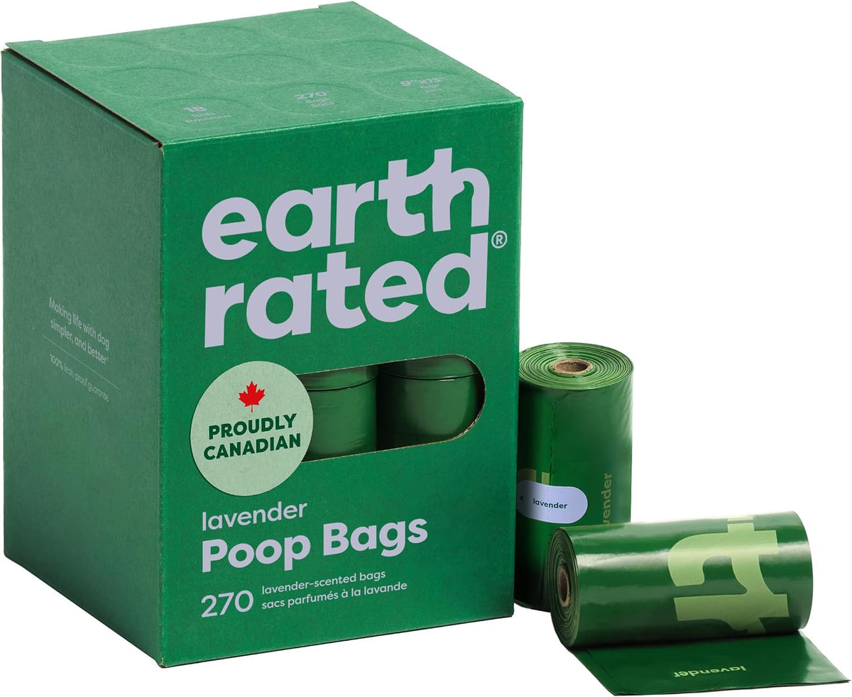 Earth Rated Dog Poo Bags – Leak-Proof & Extra Thick, Lavender Scented, 270 Bags