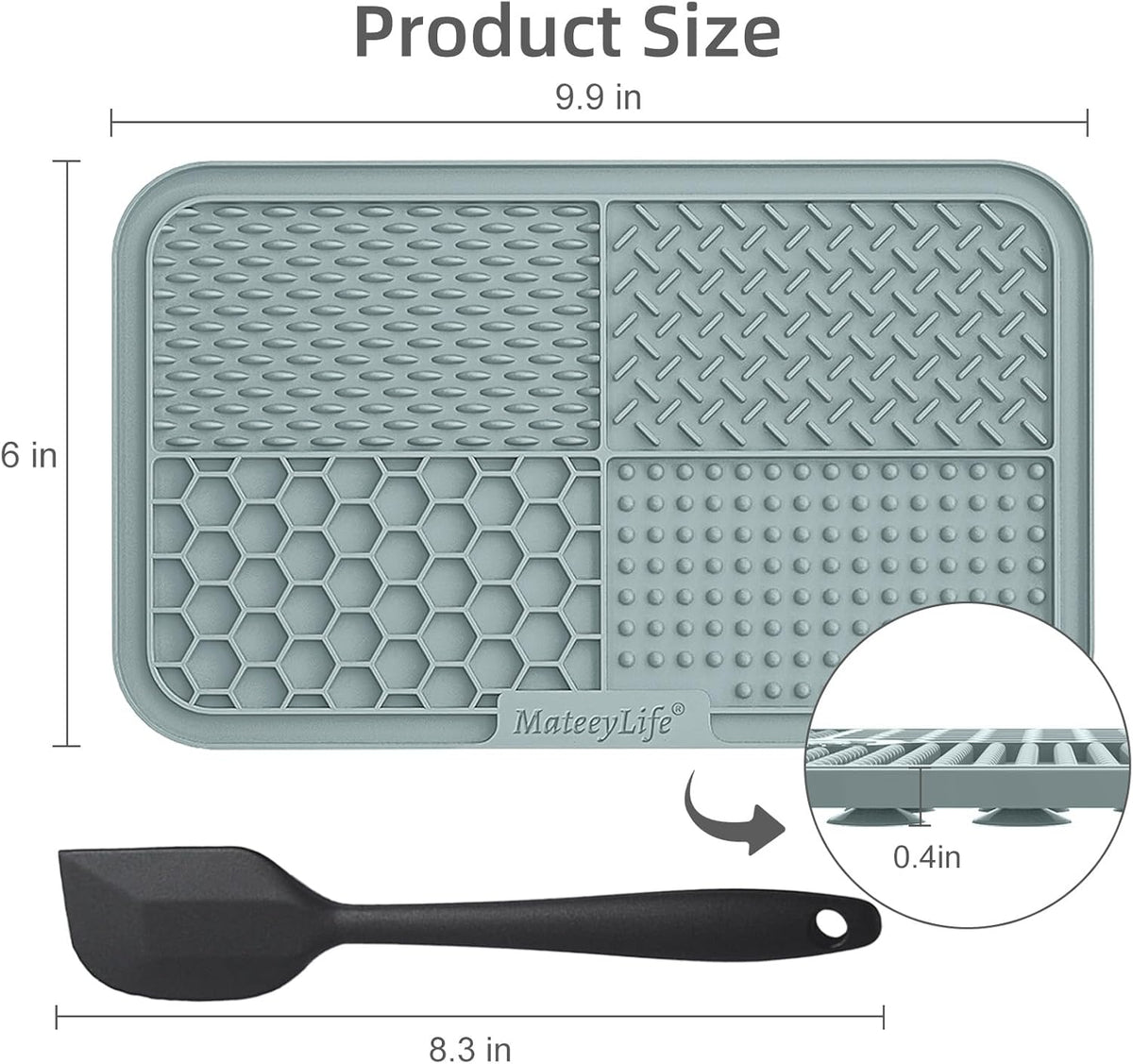 MateeyLife Lick Mats for Dogs & Cats – 2 Pack with Suction Cups, Slow Feeder & Treat Mat for Peanut Butter, Puppy Enrichment, 9.9 x 5.91 Inch