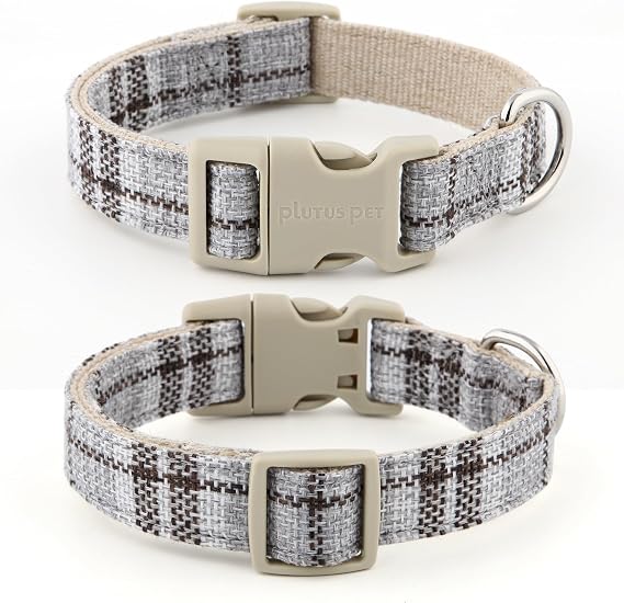 Plutus Pet Cotton Hemp Dog Collar & Lead Set – Adjustable Soft & Gentle Dog Walking Set