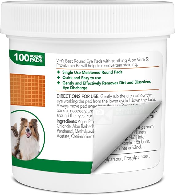 Vet's Best Natural Eye Wipes for Dogs & Cats – Disposable Pet Eye Cleaning Wipes, 100 Wipes