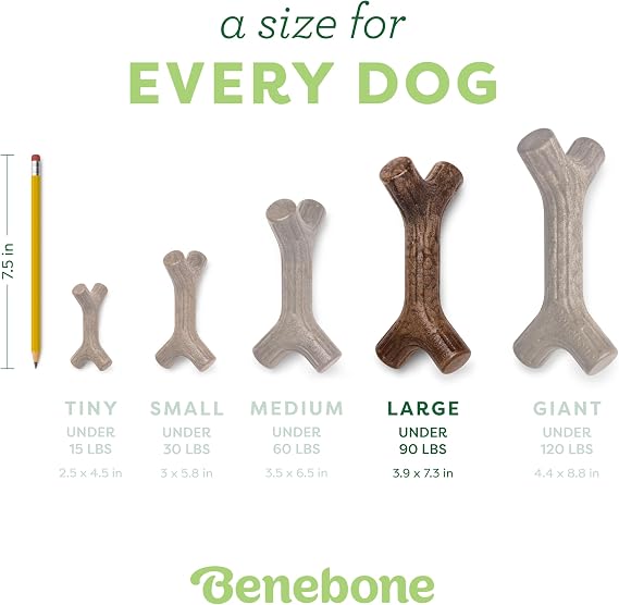 Benebone Bacon Stick Dog Chew Toy – Durable Real Bacon-Flavoured Chew Toy for Aggressive Chewers, Large