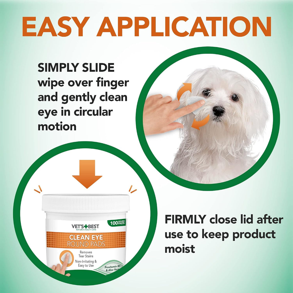 Vet's Best Natural Eye Wipes for Dogs & Cats – Disposable Pet Eye Cleaning Wipes, 100 Wipes
