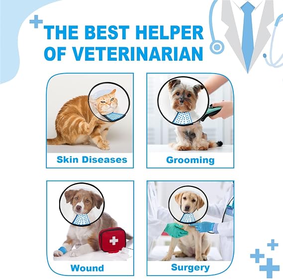 Supet Dog Cone Recovery Collar – Adjustable Protective E-Collar for Dogs & Cats, Anti-Lick & Anti-Bite, XS