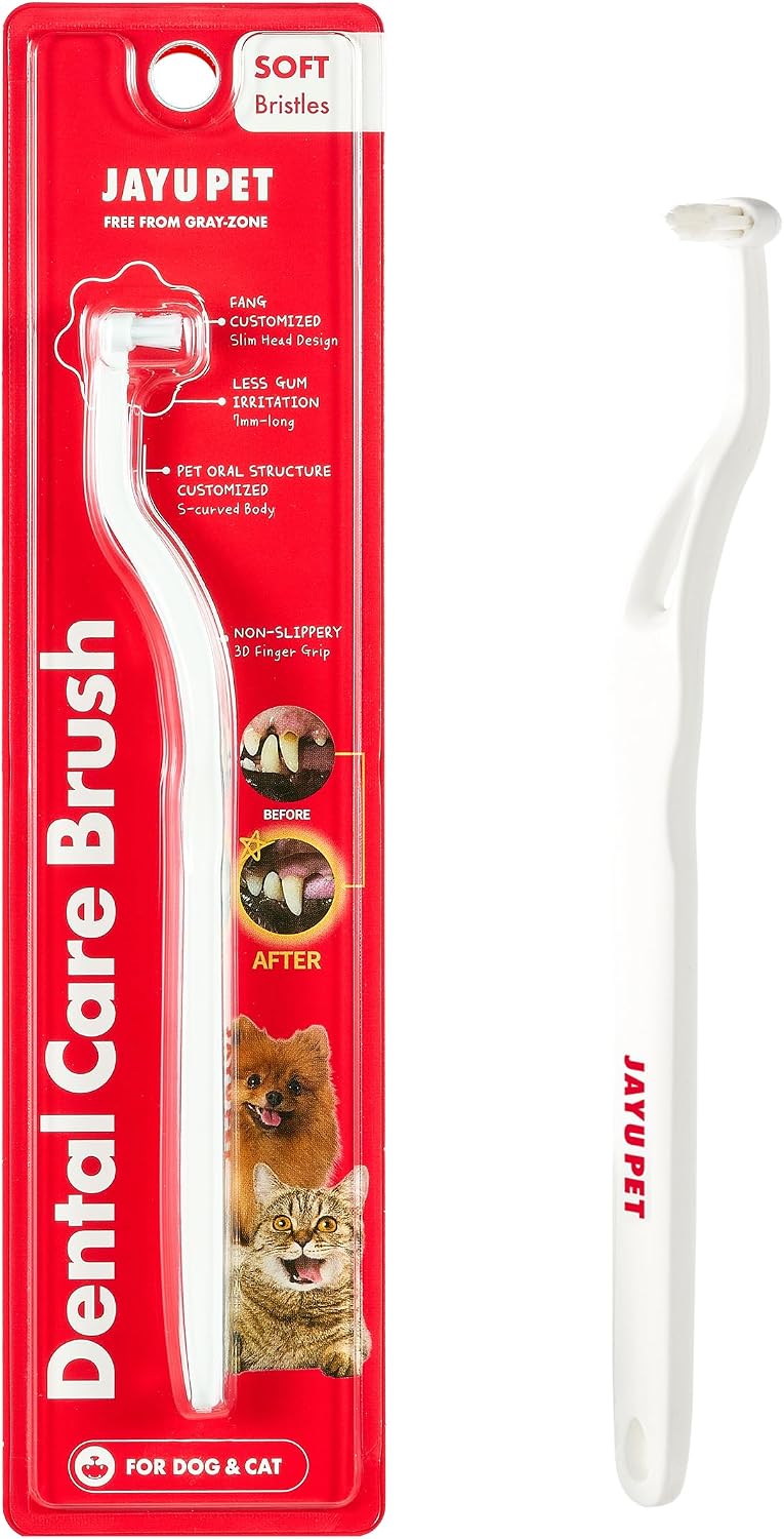 JAYU PET Dog & Cat Toothbrush – Soft Bristle Dental Care Brush for Small Dogs, Puppies & Cats, Plaque & Tartar Cleaning