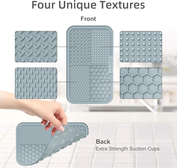MateeyLife Lick Mats for Dogs & Cats – 2 Pack with Suction Cups, Slow Feeder & Treat Mat for Peanut Butter, Puppy Enrichment, 9.9 x 5.91 Inch