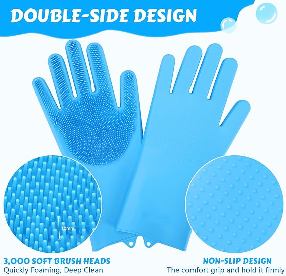 Pecute Silicone Pet Grooming Gloves – Bathing & Massage Brush for Dogs & Cats, Pet Hair Removal & Grooming Gloves