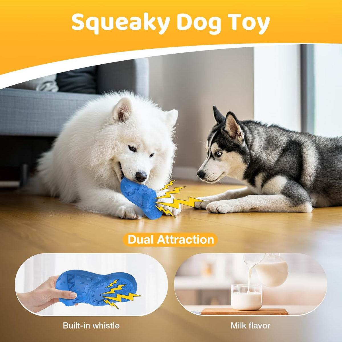 RUXAN Squeaky Dog Chew Toy, Durable Interactive Puppy Toy for Chewing & Play