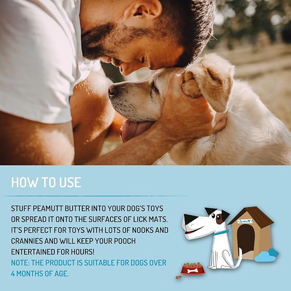 Peamutt Dog Peanut Butter – Dog-Friendly Peanut Butter Treat with No Added Sugar, Salt or Sweeteners, 340g