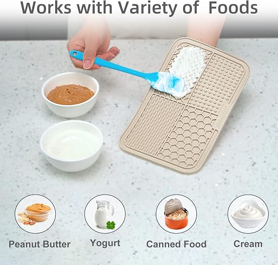 MateeyLife Lick Mats for Dogs & Cats – 2 Pack with Suction Cups, Slow Feeder & Treat Mat for Peanut Butter, Puppy Enrichment, 9.9 x 5.91 Inch