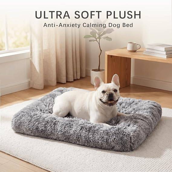Jaspuriea Medium Dog Bed – Washable Dog Crate Mattress, Grey, 75 x 50 x 7cm