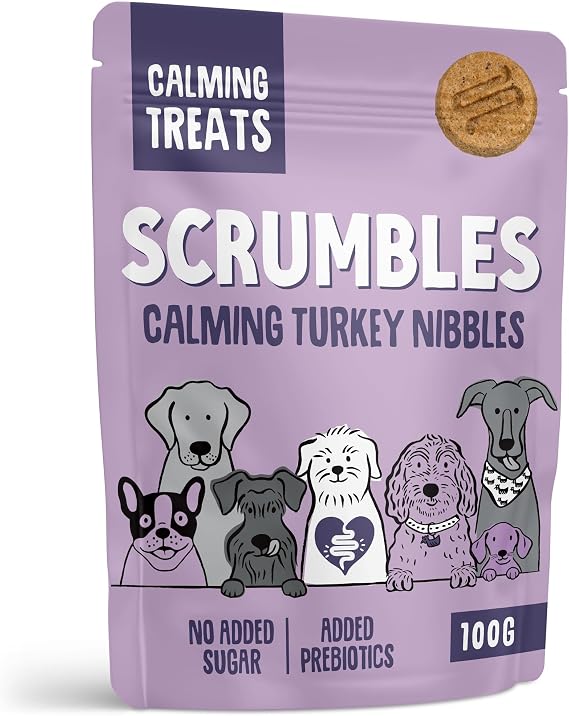 Scrumbles Hypoallergenic Calming Dog Treats with Turkey – 100g | Gut Friendly Prebiotics | No Added Sugar | All Life Stages