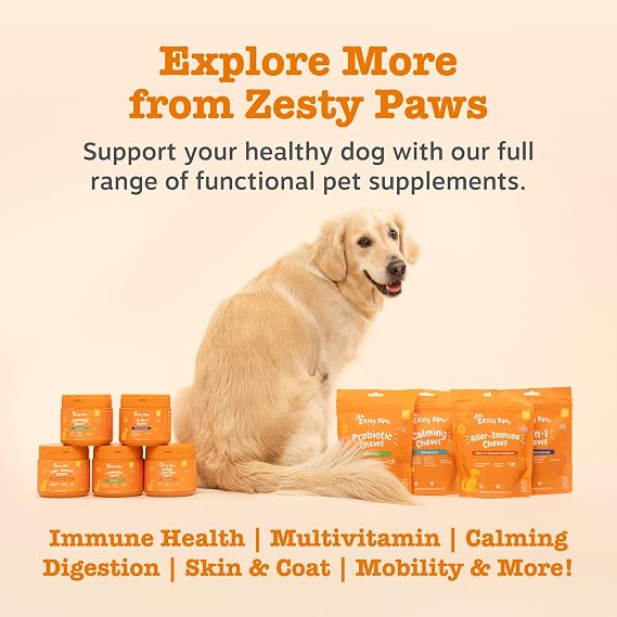 Zesty Paws Probiotic Chews for Dogs – Daily Digestive & Gut Support Supplement, 90 Chews