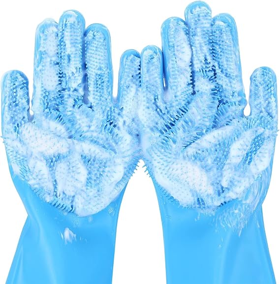 Pecute Silicone Pet Grooming Gloves – Bathing & Massage Brush for Dogs & Cats, Pet Hair Removal & Grooming Gloves