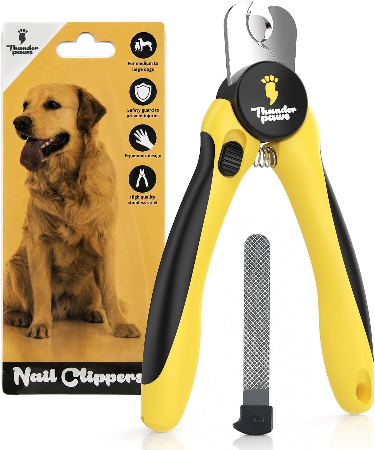 Pet Nail Clippers for Dogs & Cats – Professional Nail Trimmer with Protective Guard, Safety Lock & Nail File
