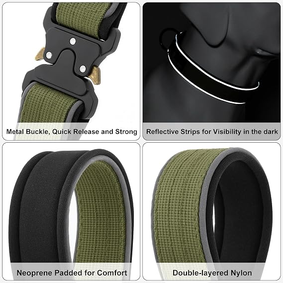 Plutus Pet Tactical Dog Collar – Reflective Adjustable Collar for Small, Medium & Large Dogs
