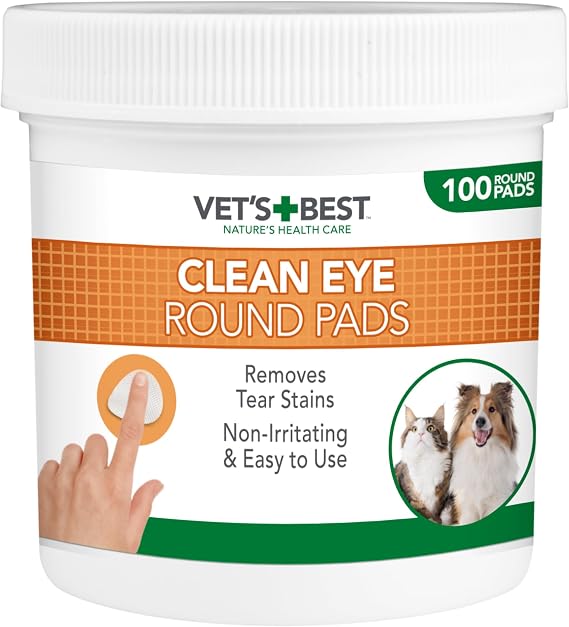 Vet's Best Natural Eye Wipes for Dogs & Cats – Disposable Pet Eye Cleaning Wipes, 100 Wipes