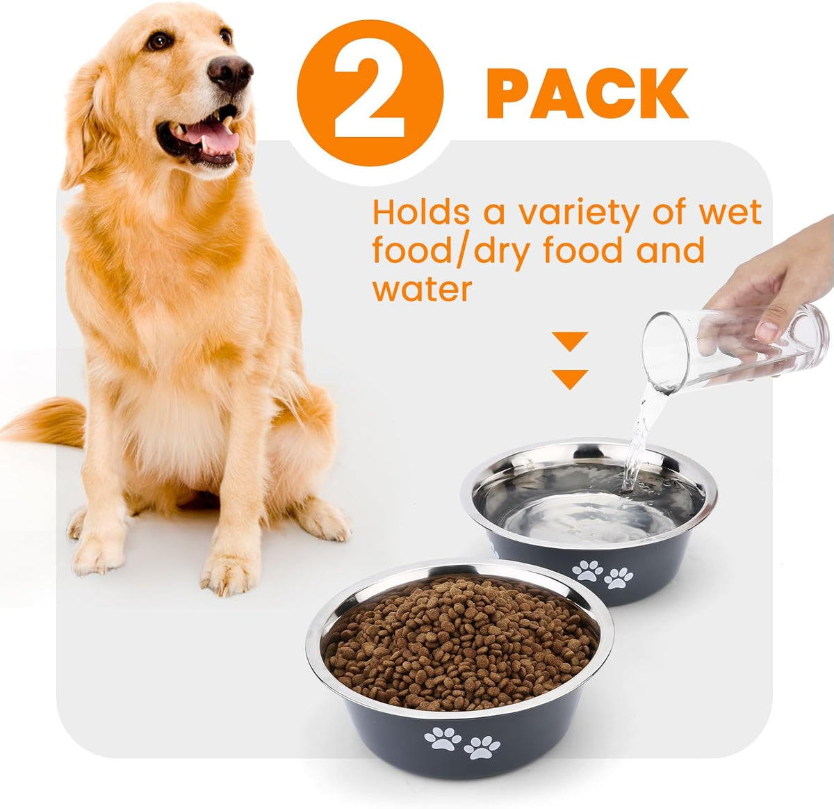 2 Pack Dog Bowls Stainless Steel 1560ML