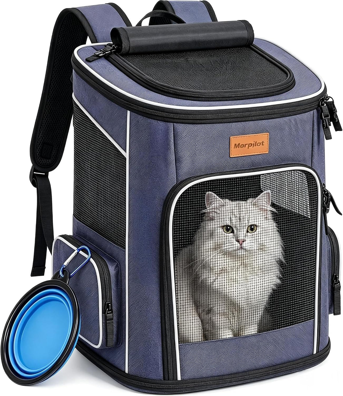 Cat Backpack Dog Backpack for Cats and Small Dogs 7 Kg, Foldable Pet Backpack with Inner Safety Lead and Shell