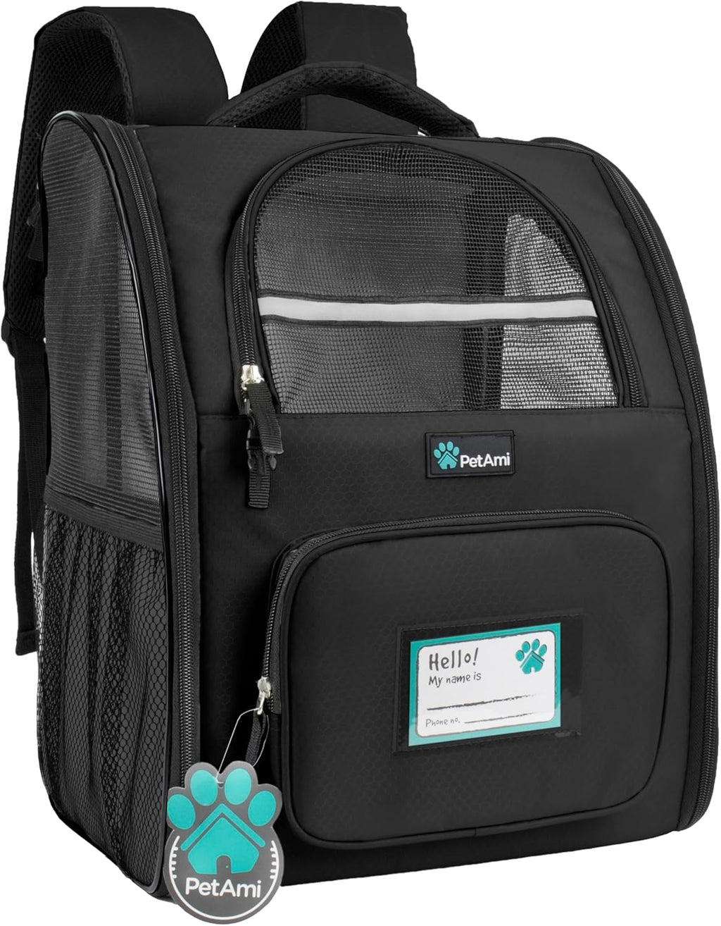 Dog Backpack Carrier for Small Large Cat, Pet, Puppies, Ventilated Pet Hiking Backpack Travel Bag, Airline Approved Cat Backpack Carrier, Safety Back Support, Camping Biking Dog Bag, Black