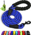 Rope Dog Lead with Soft Padded Handle – Reflective Rock Climbing Rope Lead for Medium and Large Dogs 120 Cm 1.2 Cm Royal Blue