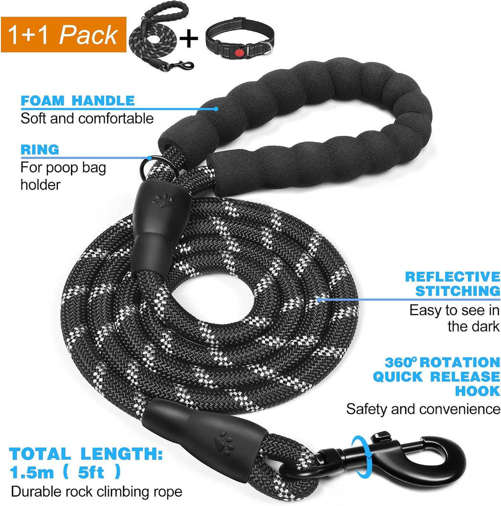 Reflective Dog Collar Padded with Soft Neoprene Breathable Adjustable Nylon Dog Collars for Small Medium Large Dogs