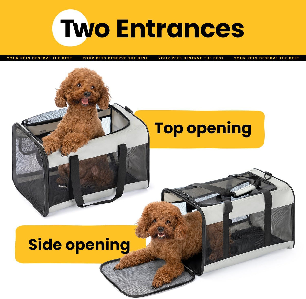 Dog Carrier Bag,Soft-Sided Pet Carriers for Dogs with 4-Sided Mesh, Cat Transport for Large Cats Small Dog up to 9Kg,Collapsible Dat Travel Carrier-L,Grey