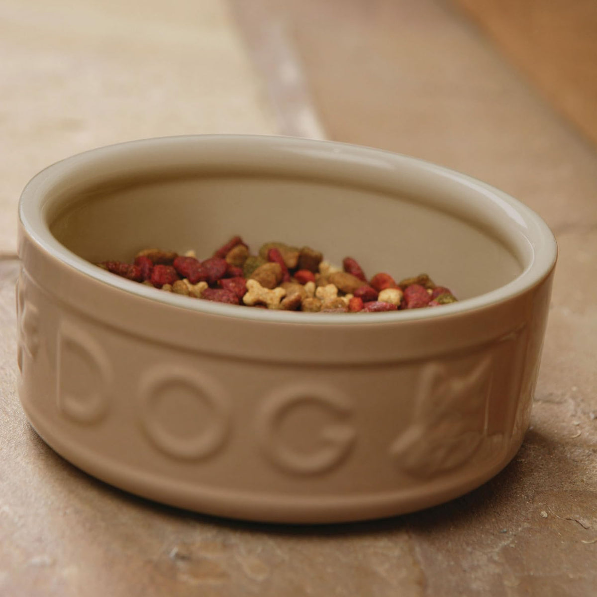 Cane Dog Bowl 20Cm Large Stoneware Pet Bowl, 1.6 Litre Capacity, Classic Design, Dishwasher & Microwave Safe, Ideal for Food and Water
