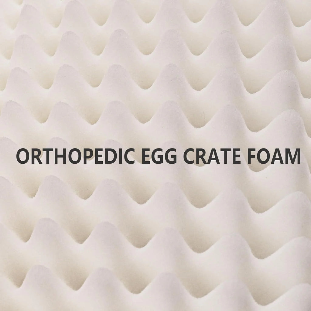 Orthopedic Dog Bed Waterproof Soft Comfortable Egg Crate Foam Large Pet Beds Crate Mat with Removable Washable Cover and Nonskid Bottom, Black
