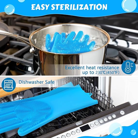 Pecute Silicone Pet Grooming Gloves – Bathing & Massage Brush for Dogs & Cats, Pet Hair Removal & Grooming Gloves