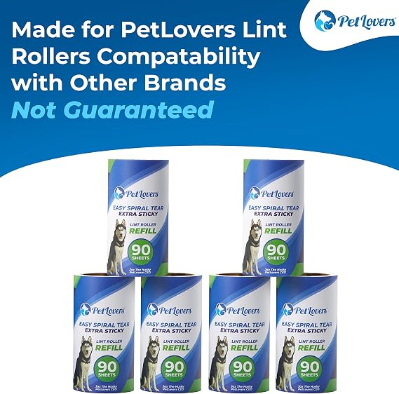 PetLovers Lint Roller Refills – Extra Sticky Pet Hair & Lint Remover Sheets, 540 Sheets, 6 Refills