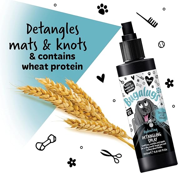 Bugalugs Dog Detangler Spray 200ml – Leave-In Conditioner for Knots & Tangles, Professional Grooming Formula